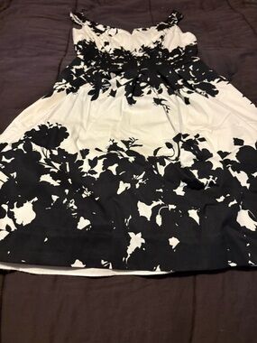 White House Black Market-Classic Black and White Floral Sundress - Women's Dress